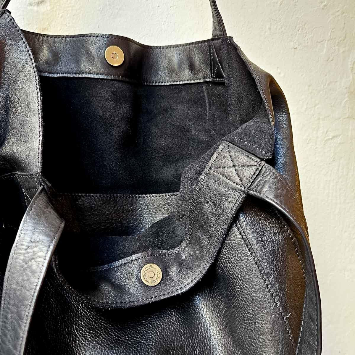 TOTE BOLSA CUERO NEGRO | CADIZ