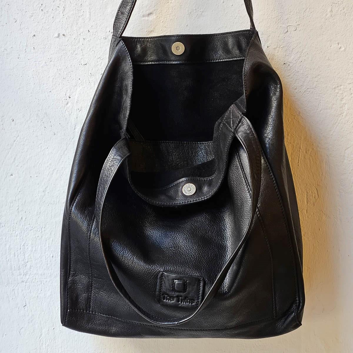 TOTE BOLSA CUERO NEGRO | CADIZ