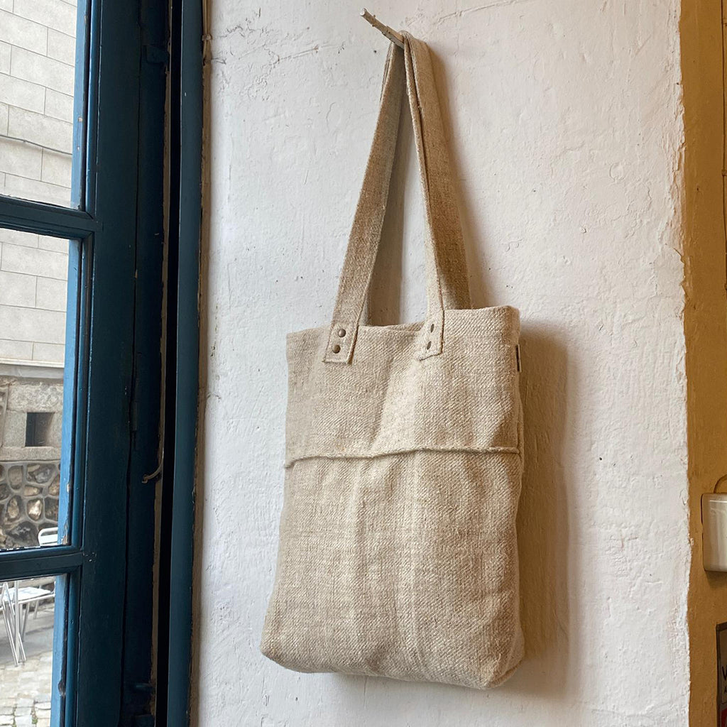 ANTIQUE LINEN COSTAL TOTE BAG