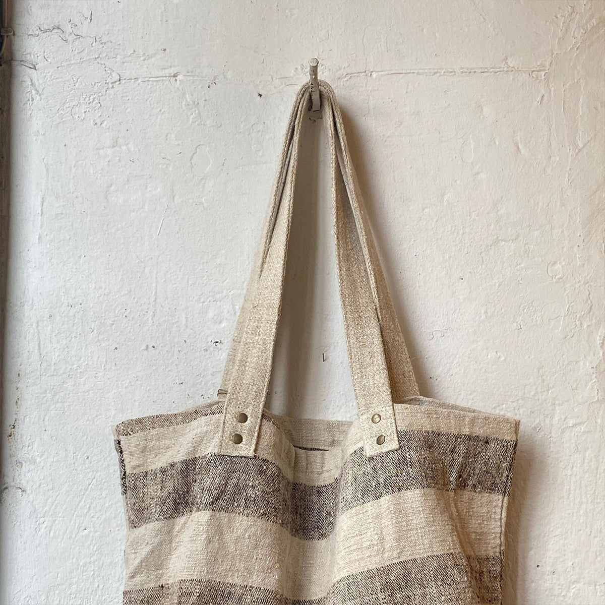 ANTIQUE LINEN COSTAL TOTE BAG