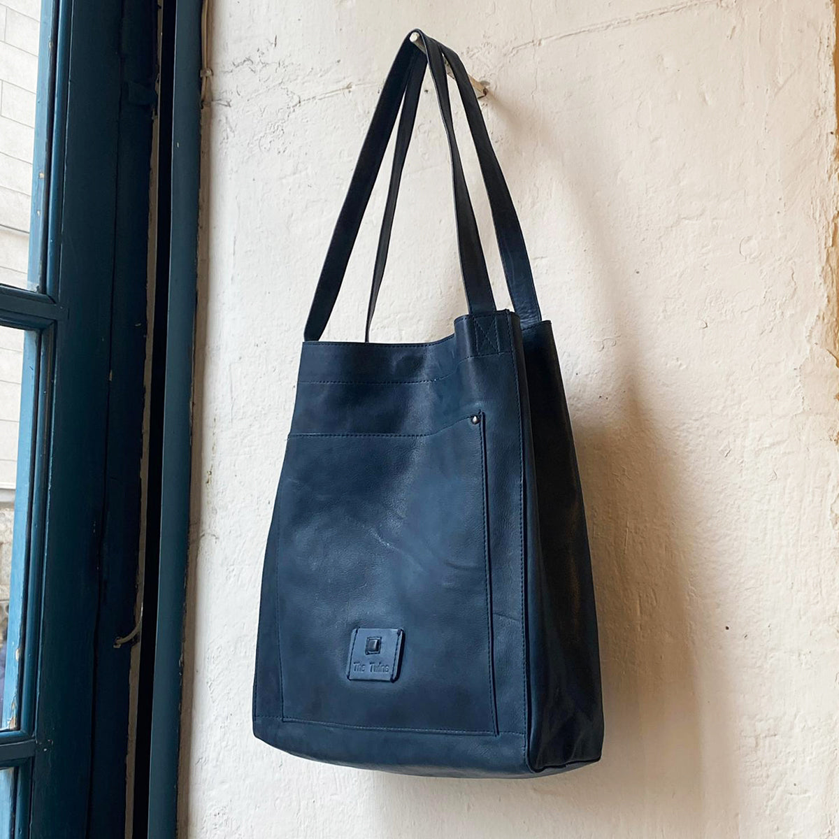 TOTE BOLSA CUERO AZUL | CADIZ