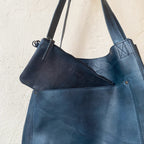 BLUE LEATHER TOTE BAG | CADIZ